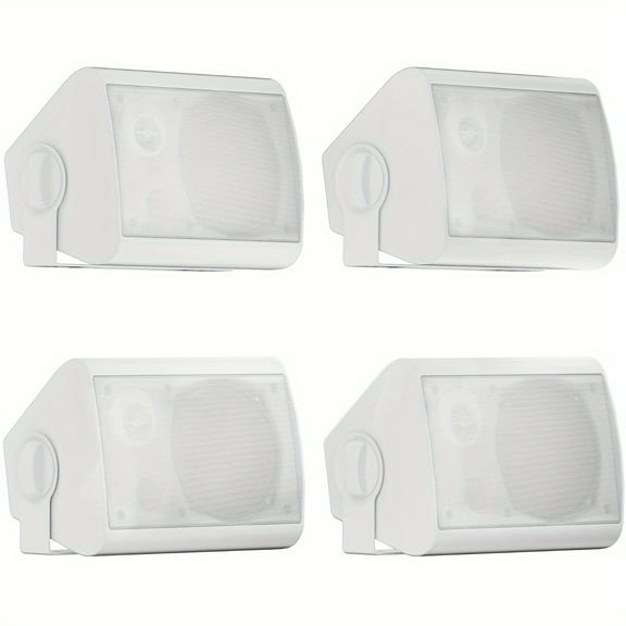 Shining 5.25 Inches 600 Watts Passive Indoor Outdoor Speakers Wired, Wall Mount Speakers With Loud Volume Perfect For Patio, Garden Home Theater, White (4 Speakers)