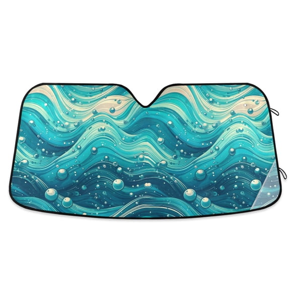 Shining Blue Wave Car Windshield Sun Shade Foldable Car Front Window Visor Heat and UV Protection 53x23.5