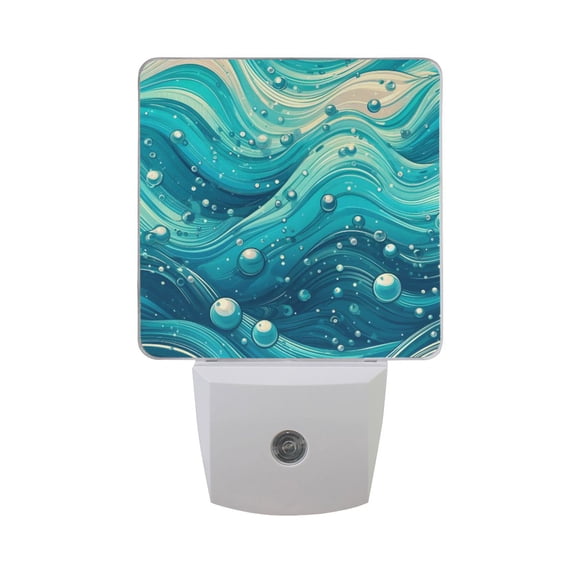 Shining Blue Wave Night Light 2 Pack LED Nightlight Plug into Wall Dusk to Dawn Sensor Soft White