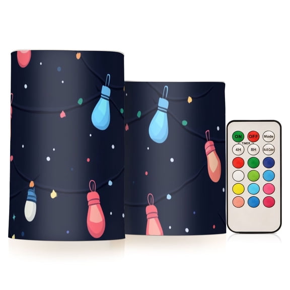 Shining Colorful Lights Flickering Flameless Candles LED Tealight Battery Operated with Remote Set of 2 Holiday Decor Ornaments