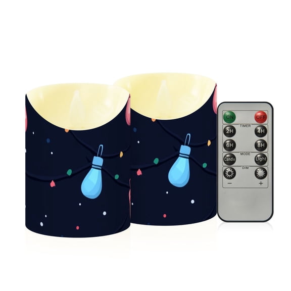 Shining Colorful Lights Flickering Flameless Candles with Remote Timer Battery Operated LED Tealight Set of 2 M