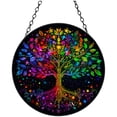 thumbnail image 1 of Shining Colorful Tree in Darkness Stained Glass Suncatcher Handmade Window Hanging Colored Glass Suncatcher Crafts Kits for Indoor Garden Decor Memorial Gift 16x16cm(2), 1 of 7
