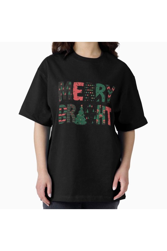 Shining Dazzling Vibrant Merry Bright Holiday Oversized Fit Unisex T-Shirt, up to Size 5XL