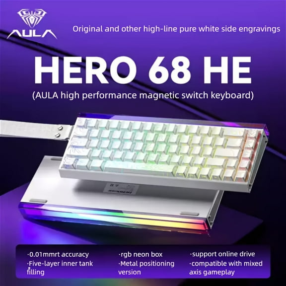 Shining Hero68 HE 68-Key RGB Gaming Keyboard - Magnetic Switches, 8K Response, Lixiang Glass Light Box, USB-Powered, Compact for PC & Office