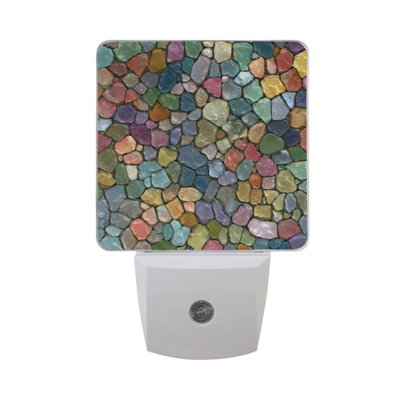 Shining Mosaic Stone LED Night Light Sensor Lamp Plug-in Adjustable Brightness 2 Pack