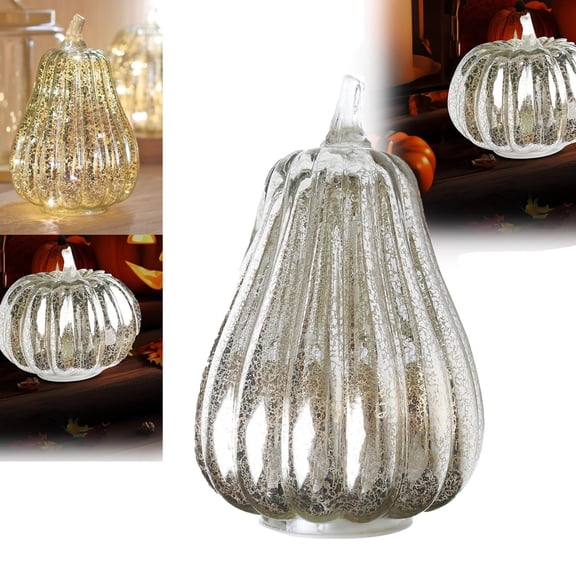 Shining Night Glass Pumpkins, Timer Lighted Sparkling Shining Night Glass Pumpkins, Fall Halloween Pumpkin Night Lights, Twinkle LED Light Pumpkin with Timer Decoration for Bedroom