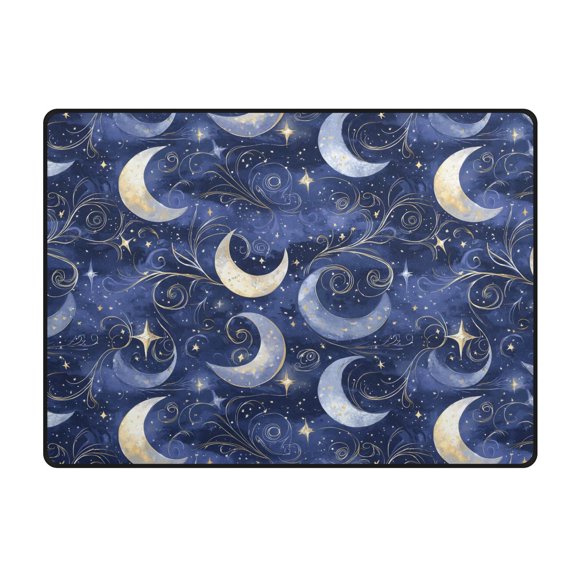Shining Night Moon Pattern Area Rug 63x48 Inch Non Slip Absorbent Soft for Bedroom Entryway