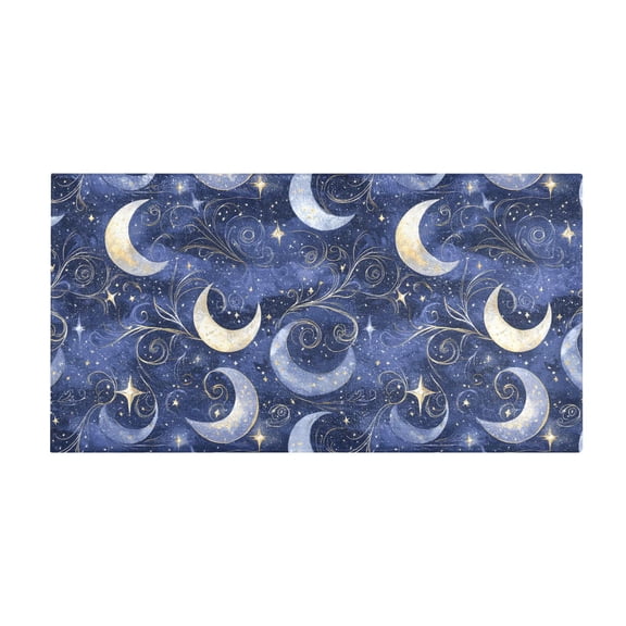 Shining Night Moon Pattern Bath Mat 39x20 Inch Soft Absorbent Non-Slip Plush Bathroom Rug for Floor