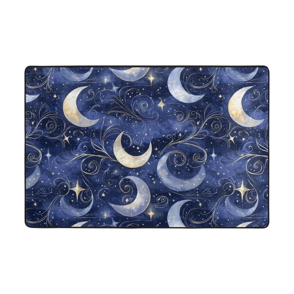 Shining Night Moon Pattern Rug 36x24in Memory Foam Absorbent Non Slip Plush for Bathroom Kitchen Entryway