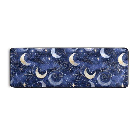 Shining Night Moon Pattern Runner Rug 24x72 Inch Cushioned Non Slip Soft Absorbent Floor Mat