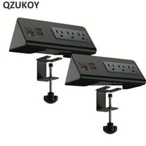 Shining Nightstand Edge Mount Power Strip With USB-C Ports Tabletop Surge Protector Desk Clamp Power Sockets With 3 AC Outlets &4 Fast Charging USB Ports For Home Office Hotel And Dormitory (2-Pack)