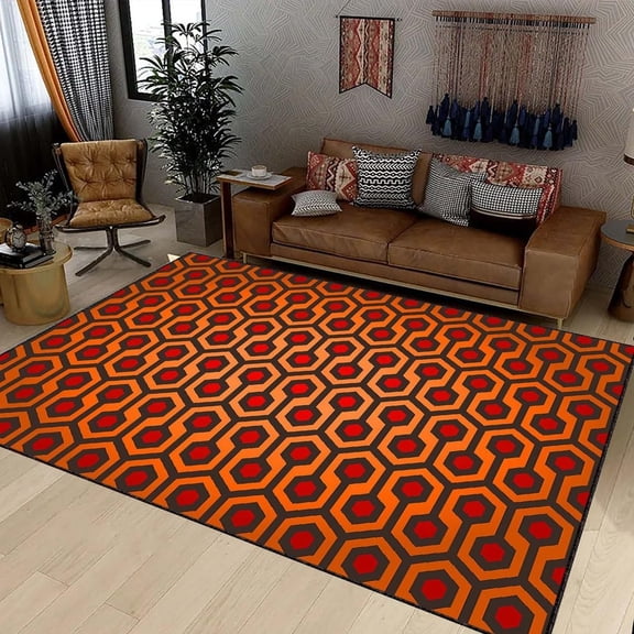 Shining Overlook Hotel Area Rug Orange Easy Clean Indoor Non Slip Rugs Art Home Decor Carpet Room Sofa Living Bedroom Floor Mats 5x7 Non-slip Washable Soft Living Room Modern