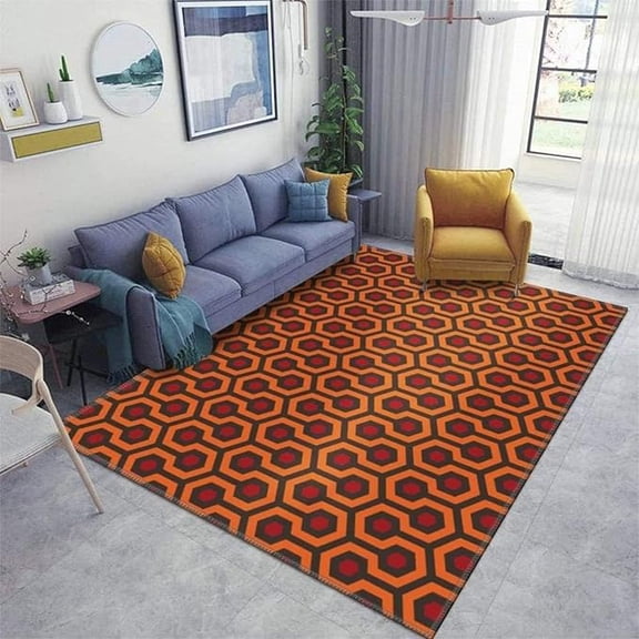 The Shining Overlook Hotel Area Rugs, Orange Geometry Floor Mats, Soft Machine Washable Breathable Durable For Hotel Home Decor Doormat Entrance Hall Yoga Room Patio 3' x 4'