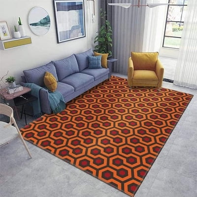 The Shining Overlook Hotel Area Rugs, Orange Geometry Floor Mats, Soft Machine Washable Breathable Durable For Hotel Home Decor Doormat Entrance Hall Yoga Room Patio 4' x 6'