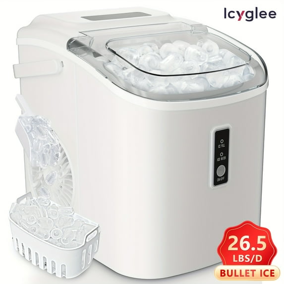 Shining Portable Ice Maker - 9 Ice Cubes in 6 Mins, 26lbs Daily, Self-Cleaning - Compact for Home, Kitchen, Office & RV (Black)