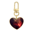 thumbnail image 1 of Shining Red Nebula Universe Illustration Pattern Gold Heart Keychain Metal Keyring Holder, 1 of 3