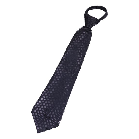 Shining Sequins Skinny Tie Adjustable Zipper Sparkly Pre-Tied Necktie for Weddings Parties Costume Halloween