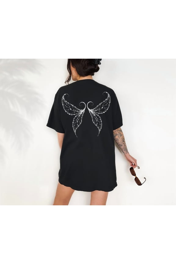 Shining Silver Angel Wings Shirt, Star Sparkle Wings T-Shirt, Inspirational Women Tee, Angel Mom Shirt, Gothic Wings Shirt, Angelic Shirts All Size S-5Xl