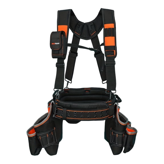 Shining Tool Belt With Suspenders Tool Bag Supenders Framers Comb Apron Tool Belt Construction Tool Pouch Builder Heavy Duty Carpenter Suspension Rig For Electrician, Roofing, Contractor