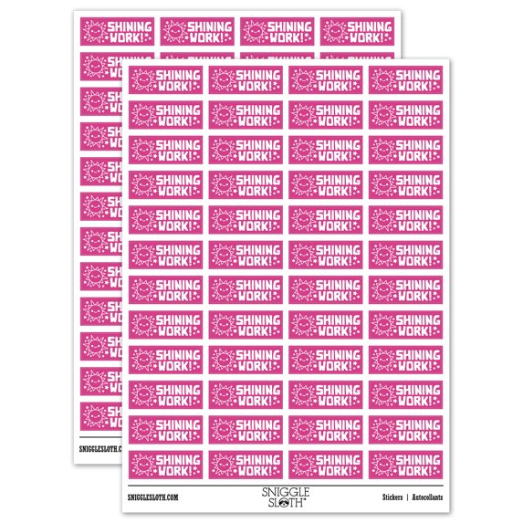 Shining Work Happy Sun Teacher Student School Sticker Set - Hot Pink - Gloss Finish - 1.25" Mini