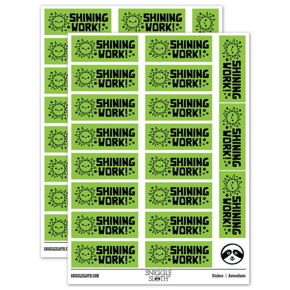 Shining Work Happy Sun Teacher Student School Sticker Set - Light Green - Matte Finish - 2.00" Large