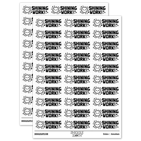 Shining Work Happy Sun Teacher Student School Sticker Set - White - Gloss Finish - 1.75" Medium