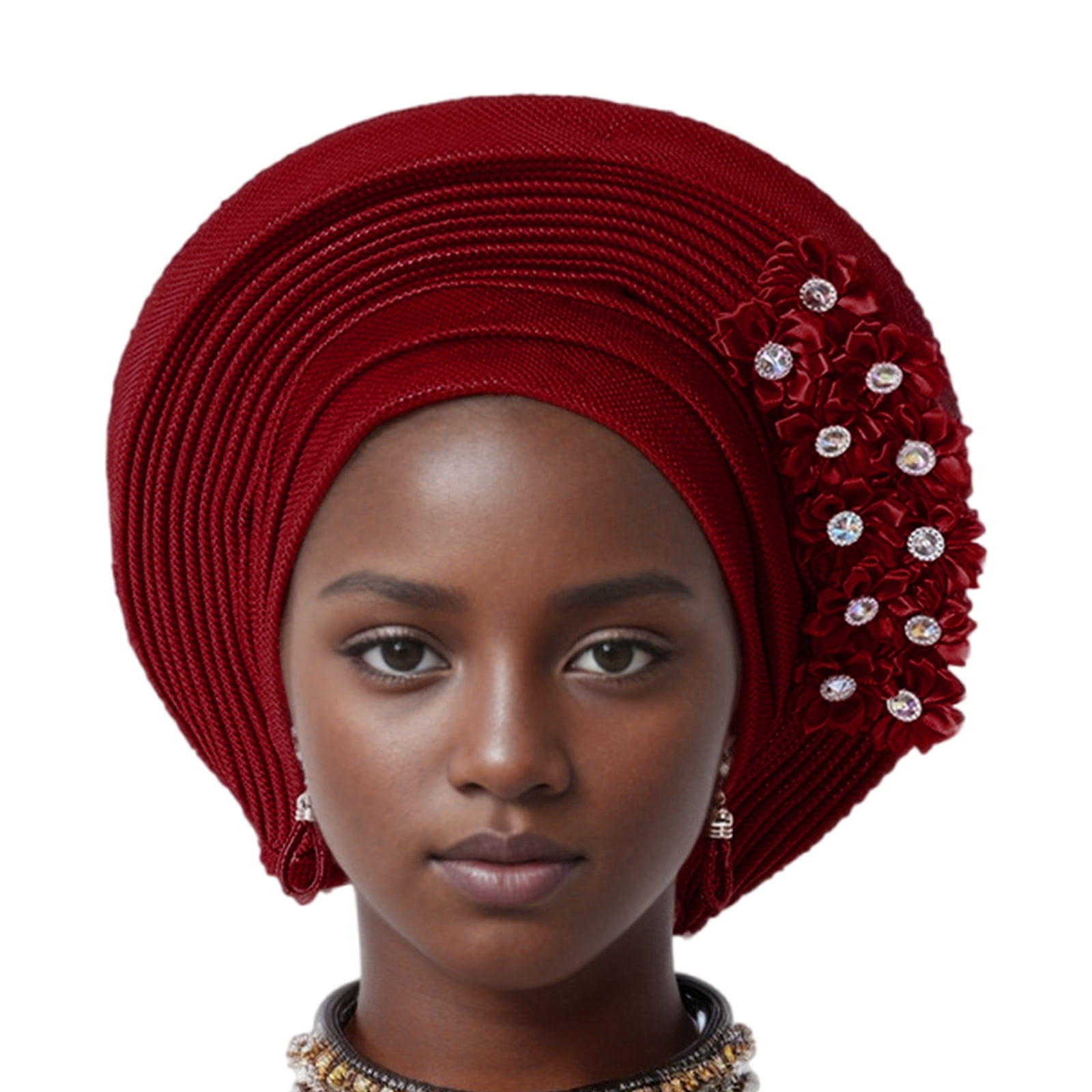 Shining Yarn Turban Caps Flower Bonnet Hat Headwrap for Female ...