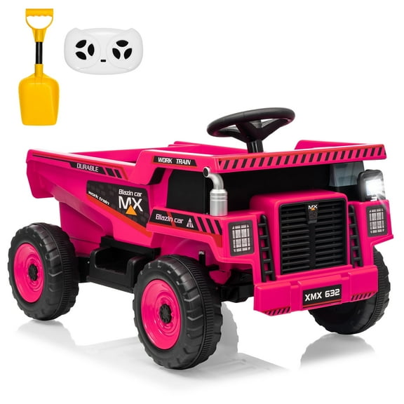 Shininglove 12V Ride-On Dump Truck – Construction Toy with Remote Control & Dumping Bed