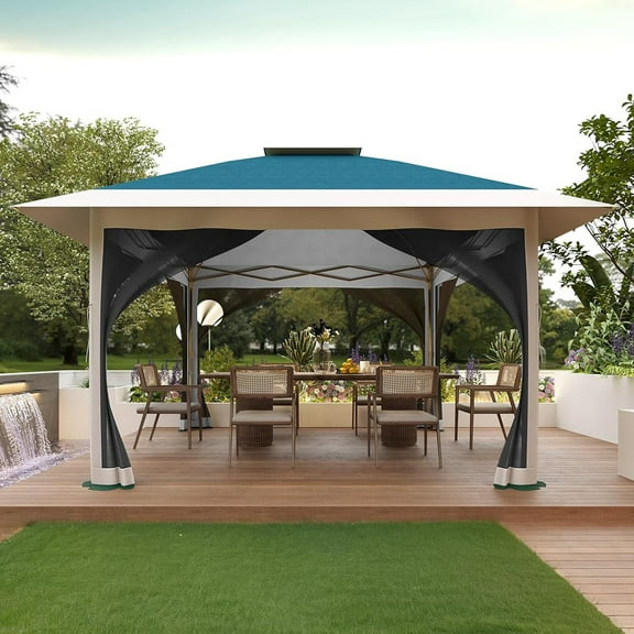Shininglove 13x13 Pop-Up Canopy Tent with Mosquito Netting, Heavy Duty Gazebo