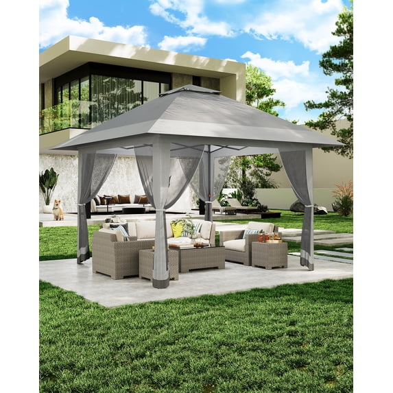Shininglove 13x13 Pop-Up Canopy Tent with Mosquito Netting, Heavy Duty Gazebo