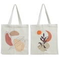 thumbnail image 1 of Shininglove 2 Pack Cotton Canvas Bags, Reusable Tote Bag Minimalist Shoulder Bags for Girls, 1 of 6