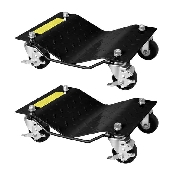 Shininglove 2-Pack Wheel Dolly Set – 1500LBS Capacity per Dolly, 360° Swivel Casters with Locking Brakes, Car Positioning Skates for Garage, Auto Shop, & Vehicle Storage(Black)