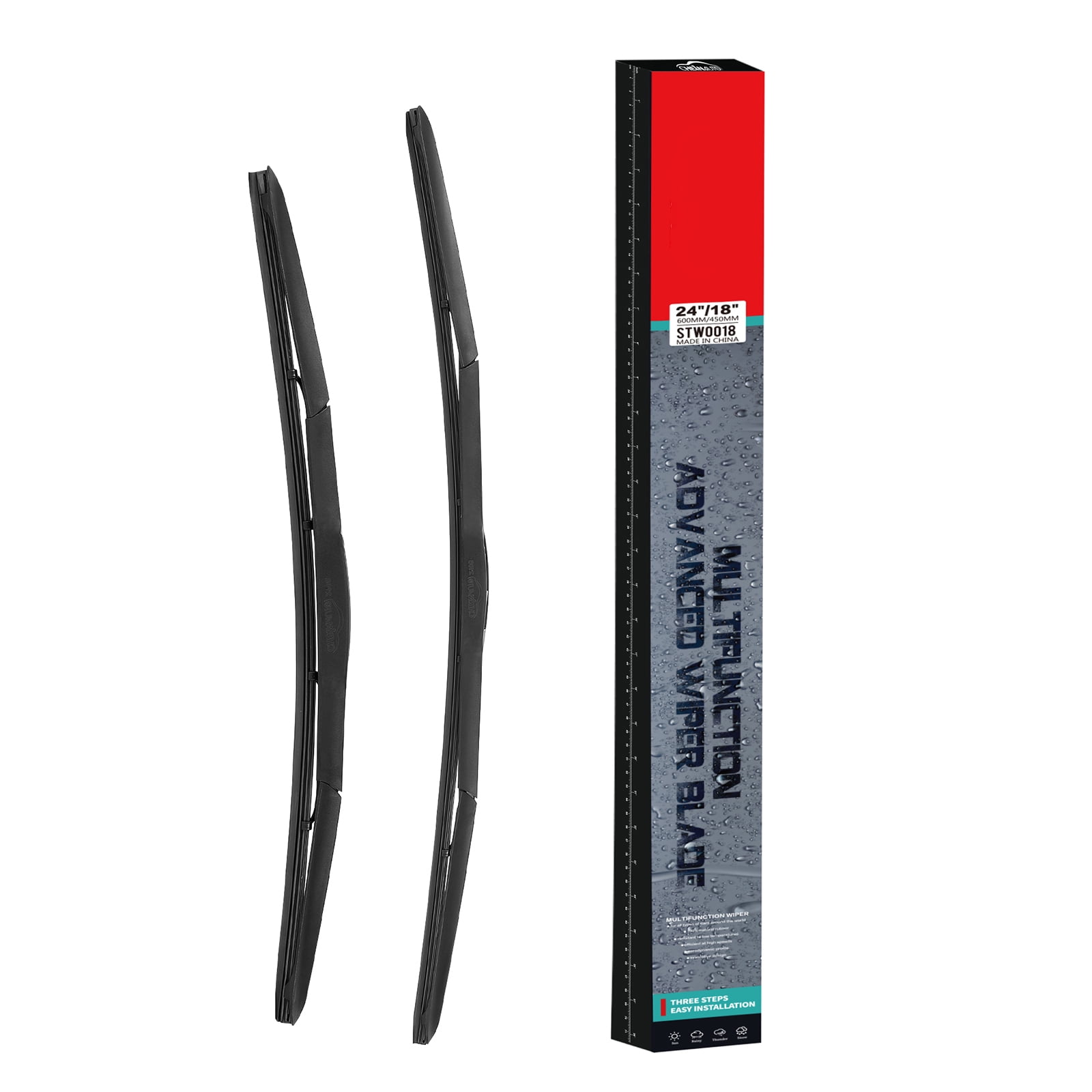 Shininglove 2 Pack Windshield Wiper Blades, 24"+18" Wiper Blades with