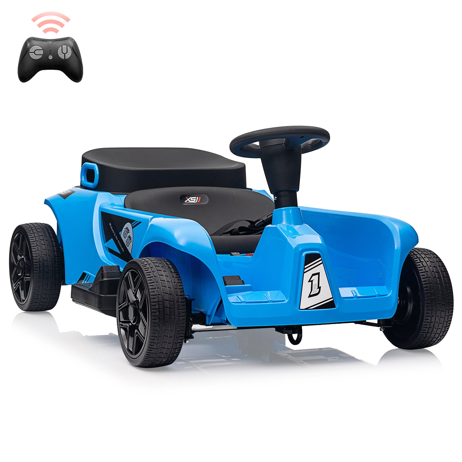 Shininglove 24V 2-seat Ride-on Toy Car for Big Kids/Adult, 2x120W Powerful Motors Battery Powered Vehicle, Remote Control, Music, USB, 200 lbs Load Capacity(Blue)