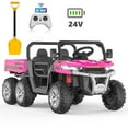thumbnail image 1 of Shininglove 24V Girls Powered 6 Wheels Ride on Dump Truck, Electric Riding Toys Car with Trailer & Shovel, for Kids Ages 3-8, 1 of 9