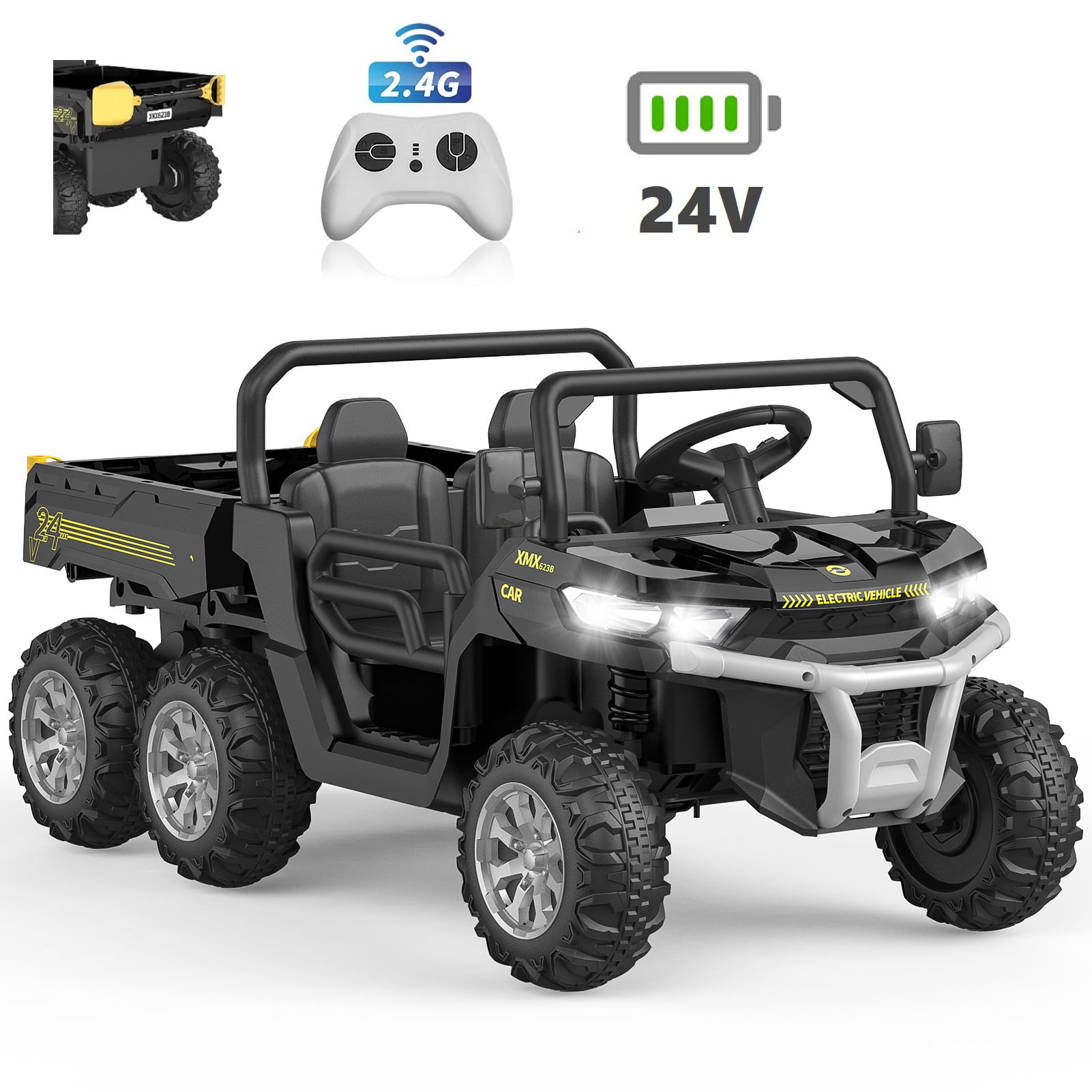 Shininglove 24V Kids Electric Car with Shovel 6 Wheels Battery