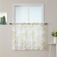 thumbnail image 1 of Shininglove 24inch Grey Short Curtains for Kitchen, Leaves Tier Curtains for Bathroom, Yellow, 1 of 7