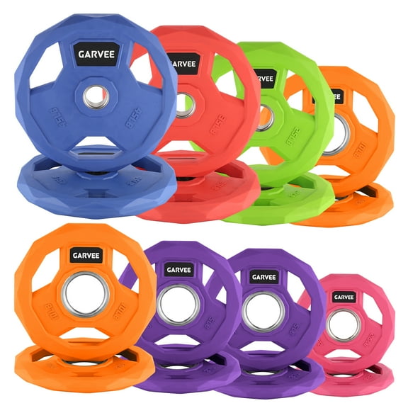 Shininglove 275lbs Weight Plates Set, 2" Rubber Coated Color Coded Bumper Plates with Stainless Steel Insert, Durable Cast Iron for Home Gym Strength Training & Weightlifting Equipment