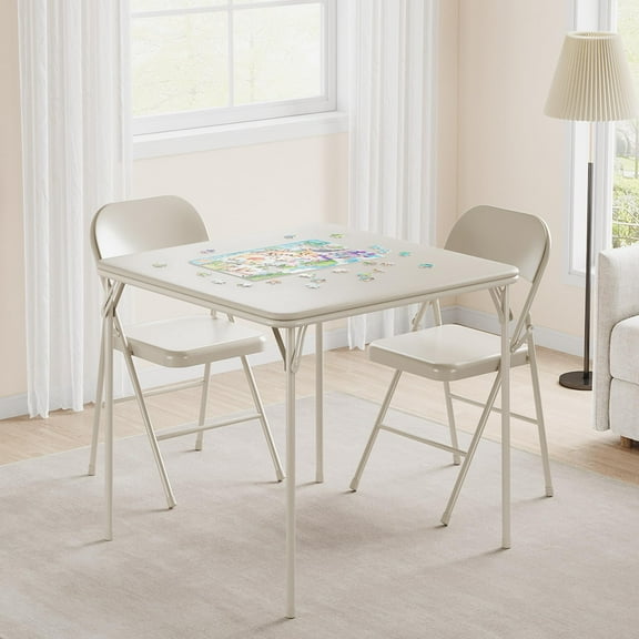 Shininglove 3-Piece Folding Table & Chairs Set - Portable Square Table w/2 Padded Chairs, Space-Saving for Indoor/Outdoor, No Assembly