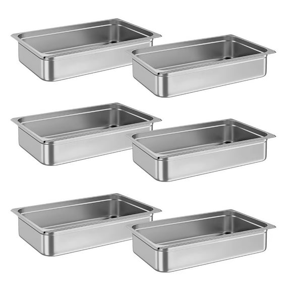 Shininglove 4" Full-Size Anti-Jam Steam Table Pan, 6 Pack