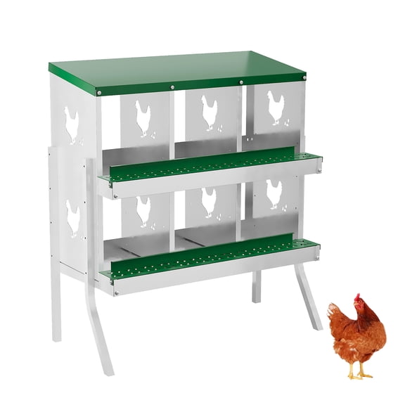 Shininglove 6 Hole Galvanized Steel Chicken Nesting Box w/Outriggers – Rustproof & Ventilated Poultry Coop Accessories for Hens/Ducks