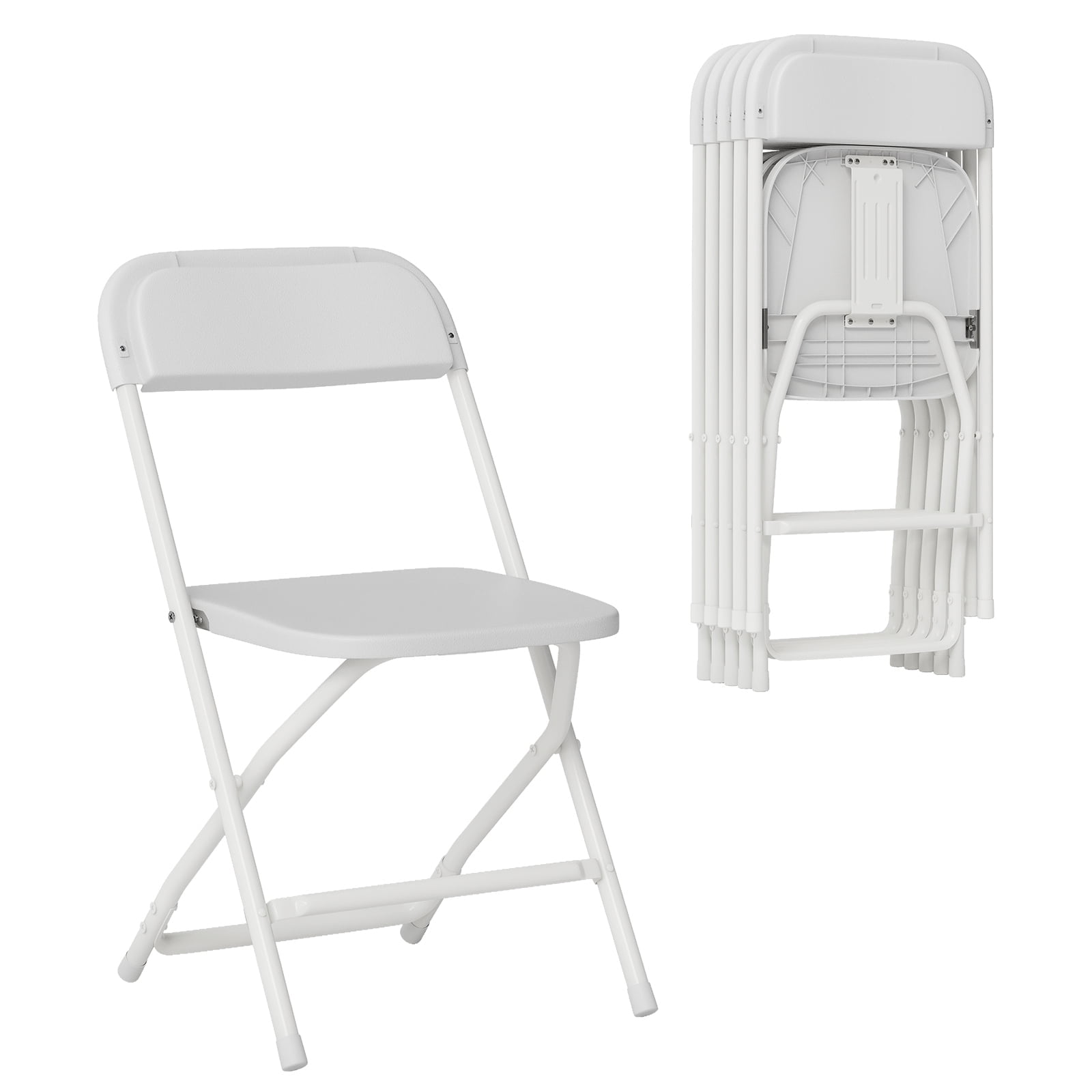 Shininglove 6 Packs White Plastic Folding Chairs Heavy Duty Steel Frame Stackable Portable Non Slip Feet Commercial Indoor Outdoor Events Weddings Of: Before You Add to Cart