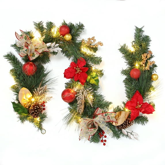 Shininglove 6ft Christmas Garlands, Battery Operated Christmas Garland with 20 LED Lights Christmas Decorations