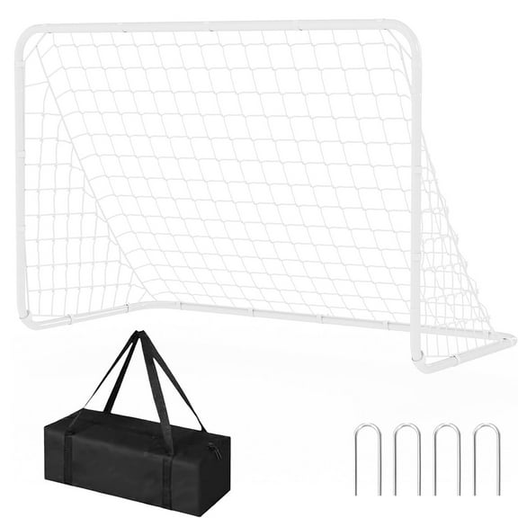 Shininglove 6x4 ft Portable Soccer Goal – Galvanized Steel Frame, All-Weather Polyethylene Net, Tool-Free Snap Assembly, Includes Ground Stakes & Carry Bag (Backyard/Training)
