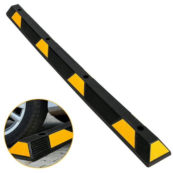 Shininglove 72-Inch Heavy Duty Rubber Parking Curb 1 Pack - All-Weather Wheel Stopper w/Reflective Stripes for Garage, Driveway & Warehouse, 6ft Vehicle Protector