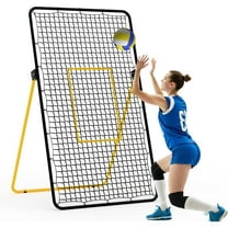 Shininglove 7x4 ft Volleyball Rebounder Net – Adjustable Angle, Heavy-Duty PE Net, Tool-Free Setup, Portable Training Aid for Volleyball/Soccer/Baseball (4 Stakes Included)