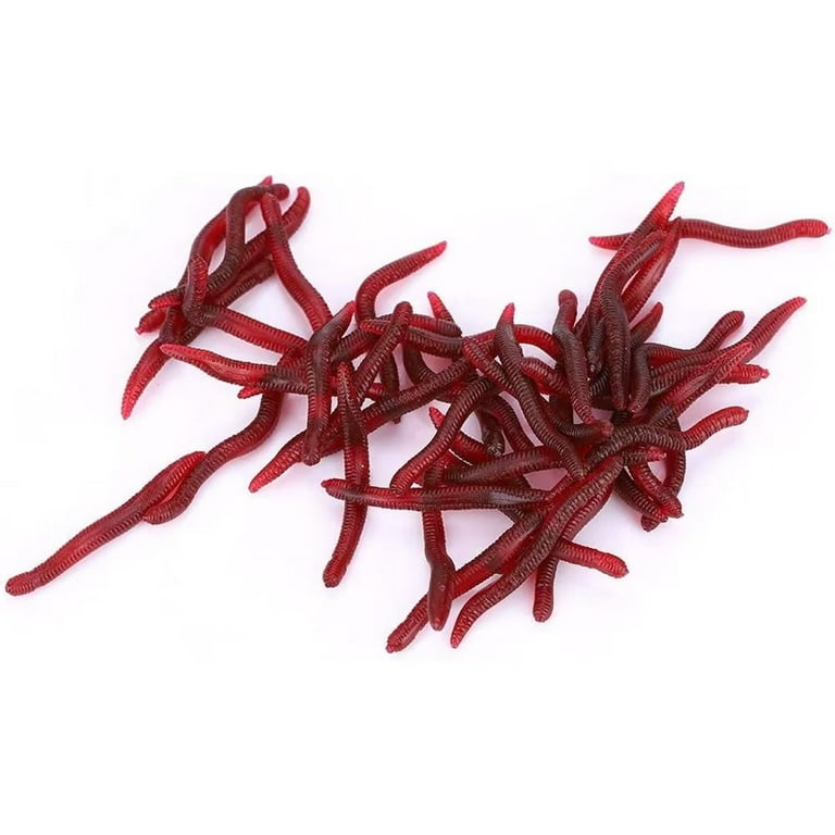Shininglove 80pcs Earthworm Red Worms hookless Fishing Lure Baits