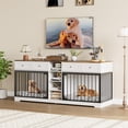 thumbnail image 1 of Shininglove 82" Double Dog Crate Furniture – Heavy Duty Wooden Kennel with 4 Drawers & Storage Shelves, Multi-Functional TV Stand for Large/Medium Dogs, 1 of 7