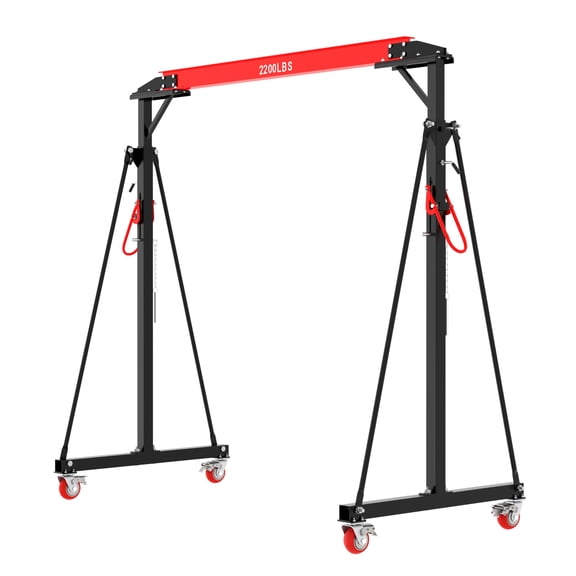 Shininglove Adjustable I-Beam Crane, 1 Ton (2200 lbs) Capacity, 12-Position Height 97"-141", Portable Industrial Hoist for Workshop, Garage, Factory, Warehouse