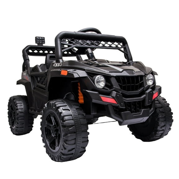 Shininglove Boys 12V Kids Ride on Car with Remote Control, Spring Suspension, AUX Port, Music, Black